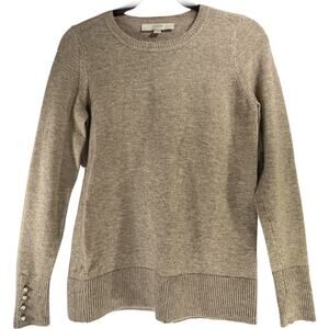 Loft Beige Pearl Button Accent Cuffed Sweater Size XS